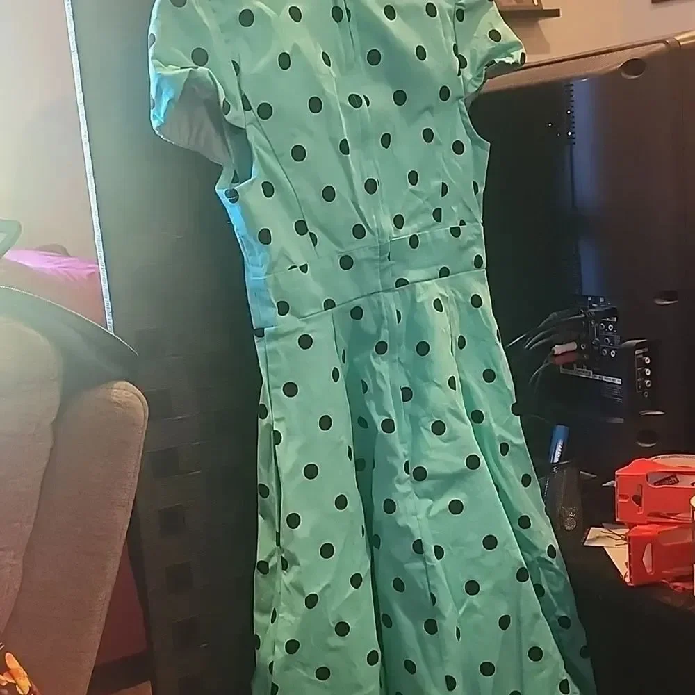 Teal Polka Dot Dress DOLLY AND DOTTY UK SIZE 8 NWT